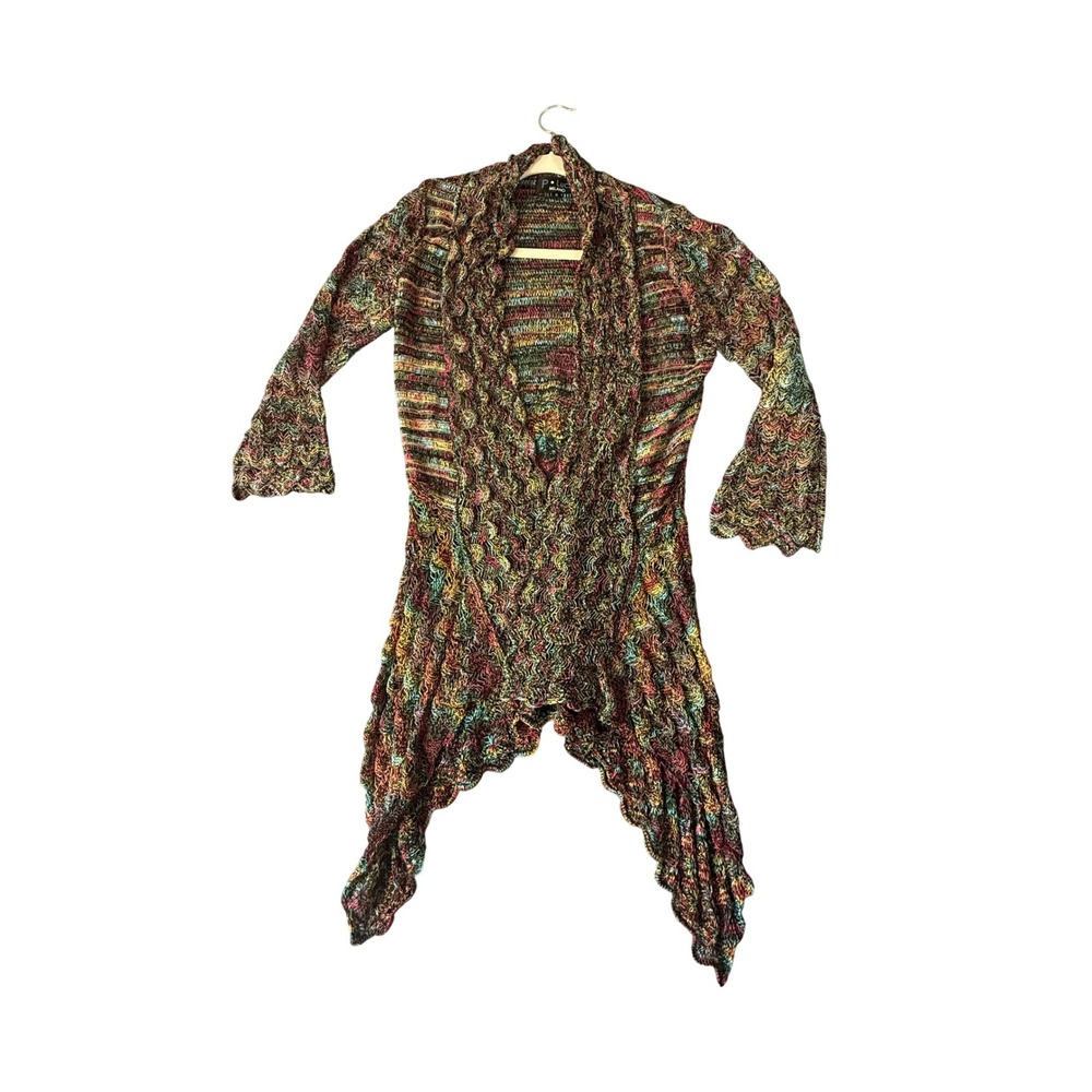 P. Luca Milano Knit Cardigan Sweater Multicolor‎ Long Sleeve Open Front Womens